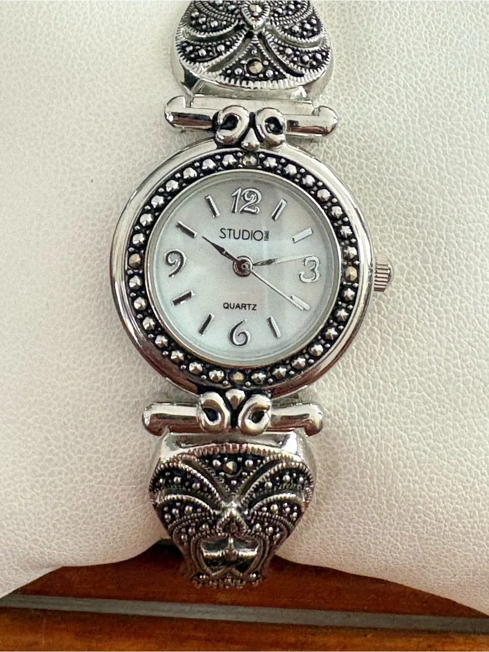 Studio Silver-Tone Marcasite Accent Women's Bracelet Watch Needs Battery